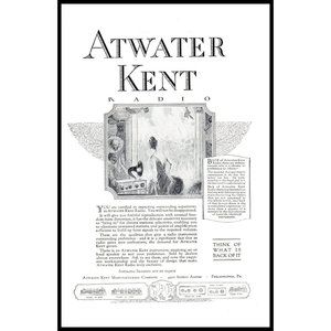 1924 Atwater Kent Radio Vintage Print Ad Art Deco Woman Dressing Room Wall Art